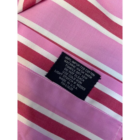 Burberry Striped Dress Dress Shirt Mens 17 Long Sleeve Cotton Pink Button Up - Picture 8 of 8